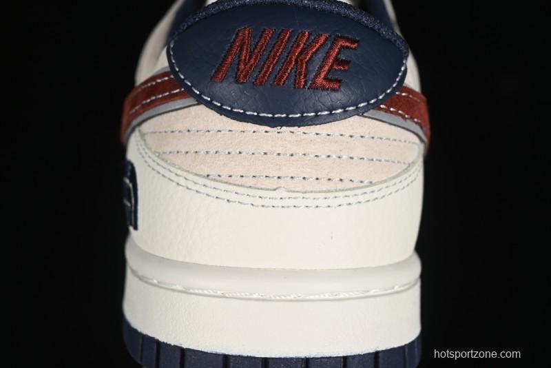 Nike SB Dunk Low The North Face Collaboration - Two-Tone Red Brown Swoosh Anniversary Custom Low-Top Casual Skate Shoes - DJ2024-036