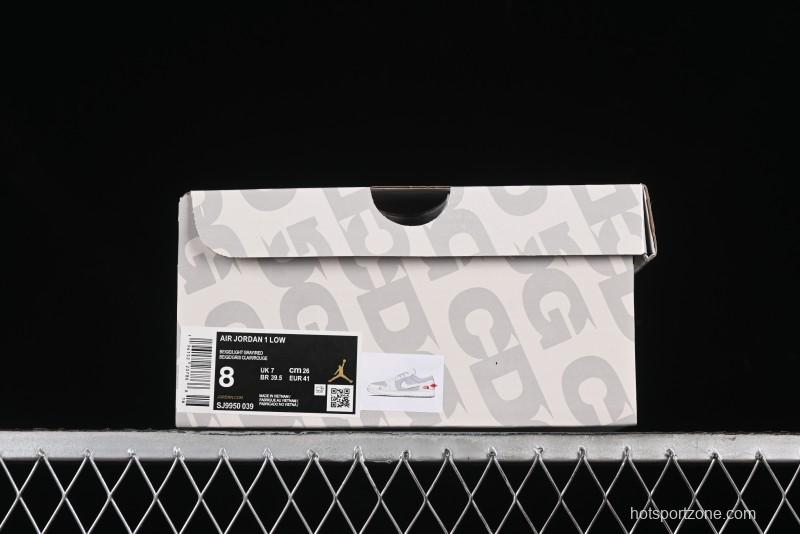 Nike Air Jordan 1 Low AJ1 The North Face Collaboration - Off White Grey Silver Trim Retro Basketball Shoes - SJ9950-039