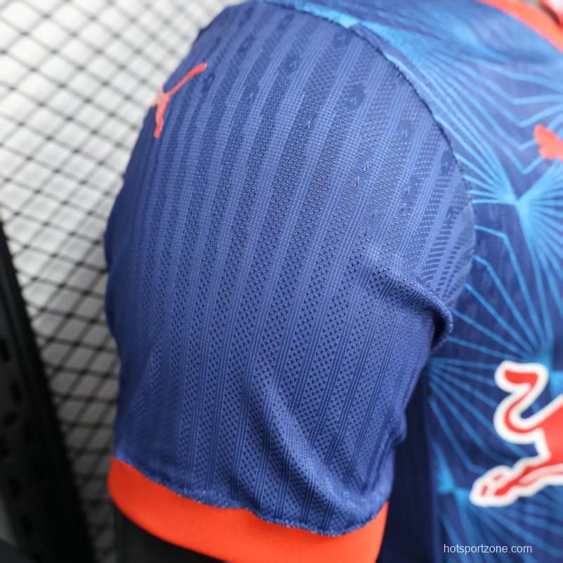 Player Version 25/26 RB Bragantino Blue with Geometric Pattern and Red Bull Logo Jersey