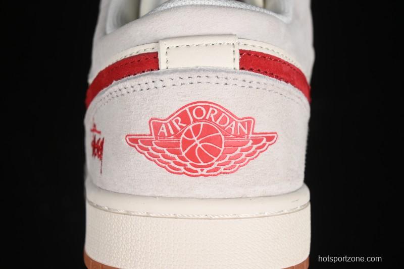 Nike Air Jordan 1 Low Stussy Collaboration - Pink Pig Retro Low-Top Basketball Shoes - SJ9950-023