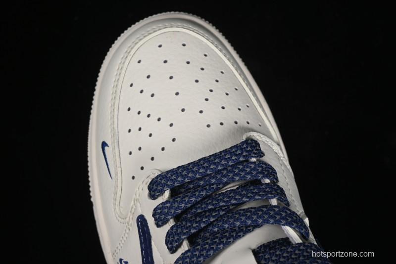 Nike Travis Scott x Fragment Design x Air Jordan 1 Low OG SP AJ1 Supreme Stussy Collaboration - Suede Blue Swoosh Low-Top Casual Sneakers - SJ2068-127