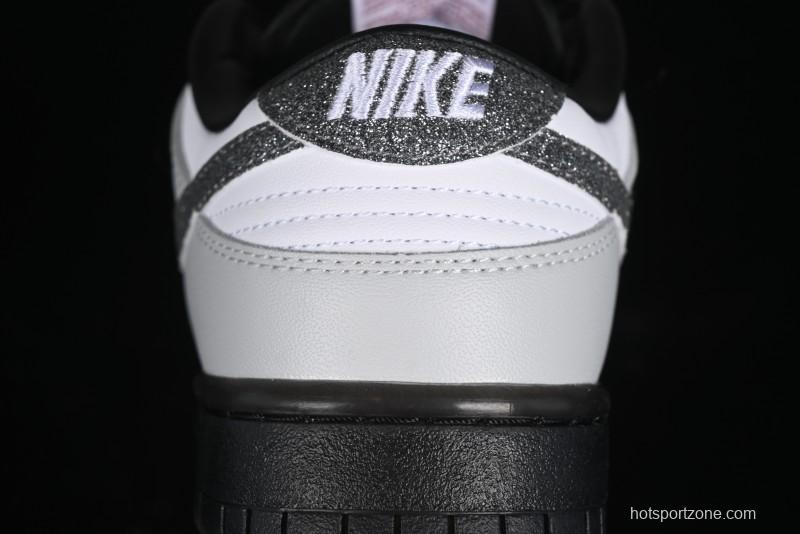Nike Dunk Low "Glitter Swoosh" Light Silver SB Low-Top Casual Skate Shoes - HQ3462-191