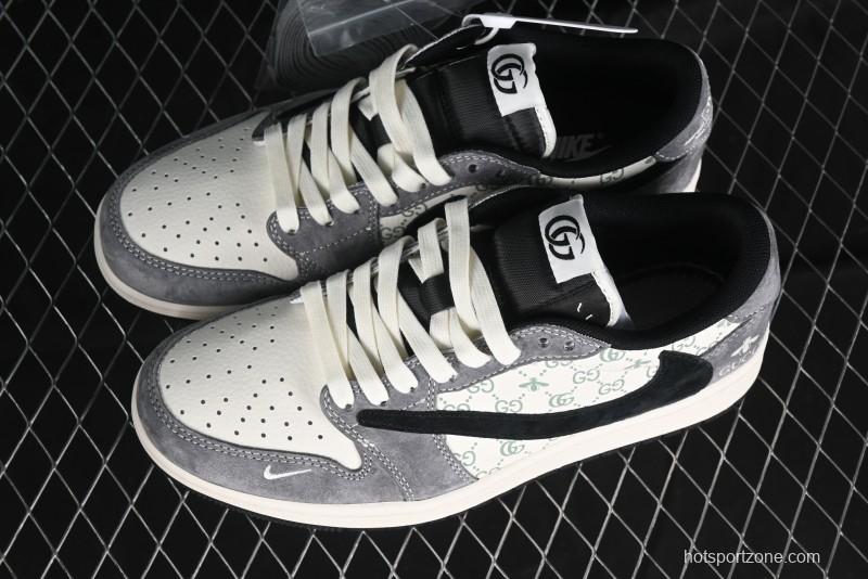 Nike Travis Scott x Fragment Design x Air Jordan 1 Low OG SP AJ1 Gucci Collaboration - Black Hook Dragonfly Low-top Casual Sneakers - SJ2068-137
