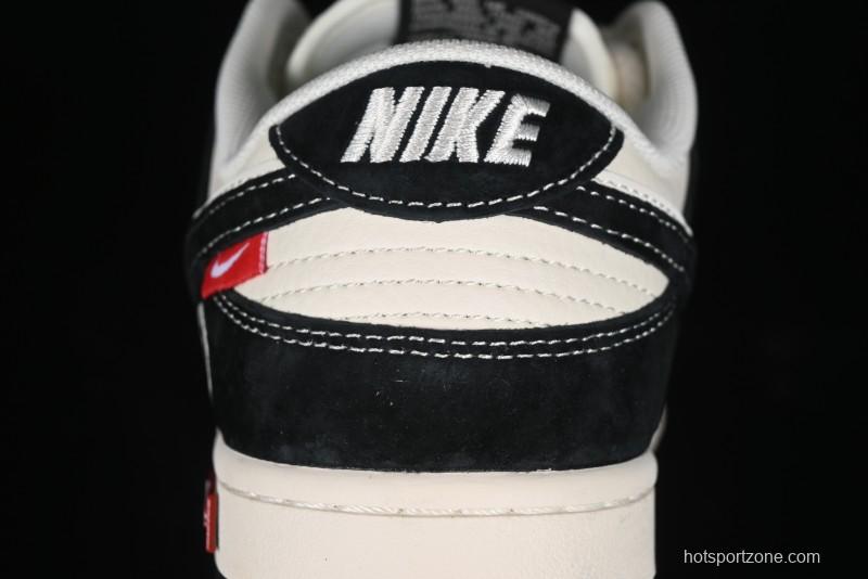Nike SB Dunk Low Stussy Collaboration - Black White Marking Line Anniversary High-End Custom Low-Top Casual Sneakers - BB9898-008