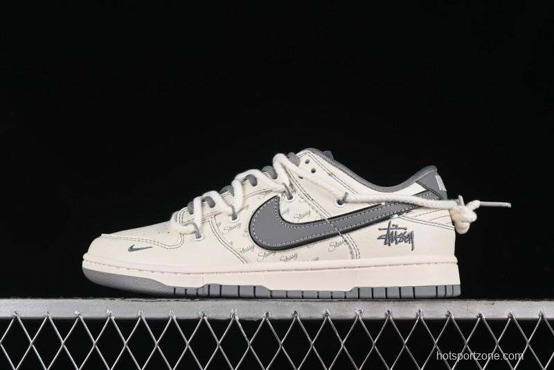 Nike SB Dunk Low Stussy Bandana Grey Check Anniversary Custom Low-Top Casual Skate Shoes - SJ2068-310