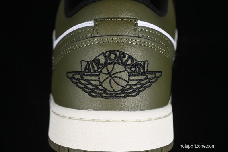 Nike Air Jordan 1 Low "Medium Olive" Casual Sneakers - 553558-092