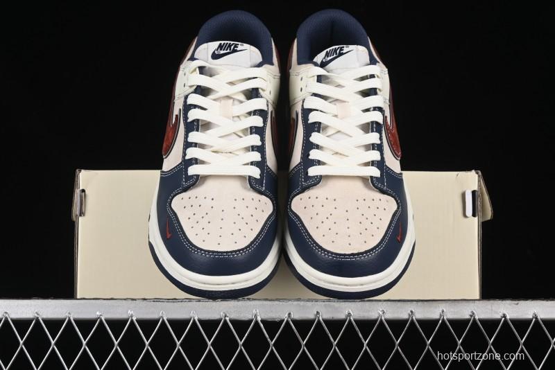 Nike SB Dunk Low The North Face Collaboration - Two-Tone Red Brown Swoosh Anniversary Custom Low-Top Casual Skate Shoes - DJ2024-036