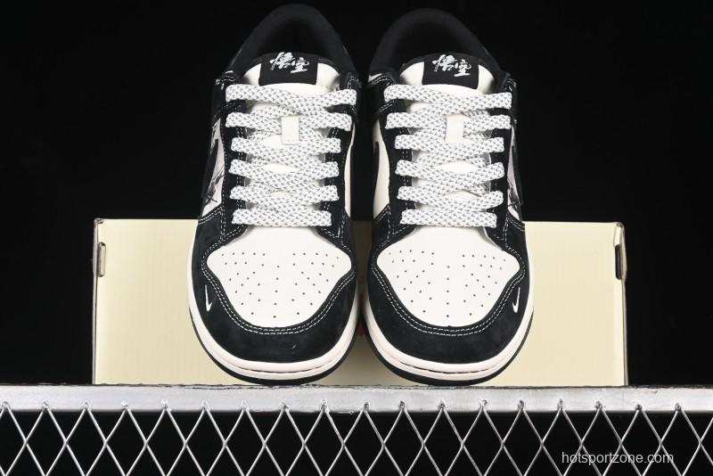 Nike SB Dunk Low Stussy Collaboration - Black Wukong Anniversary High-End Custom Low-Top Casual Sneakers - XX2025-555