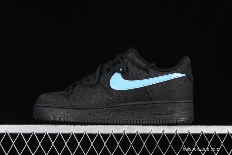 Nike Air Force 1 '07 Low Cleanfit Custom Official Bestseller Black Blue Starry Sky Full Diamond Casual Sneakers - ZH0316-042