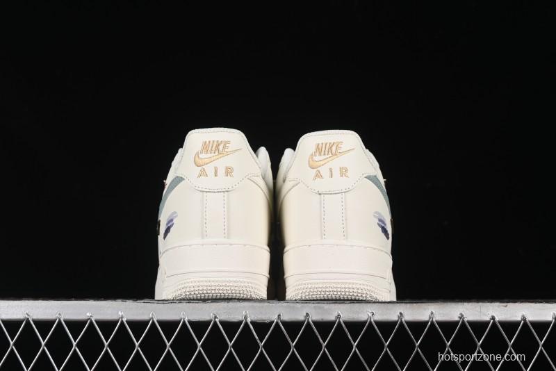 Nike Air Force 1 '07 Low Casual Sneakers with Mint Mambo Anime Theme and Gold Spray - ZH0316-040