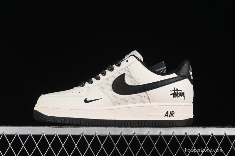 Nike Air Force 1 '07 Low Stussy Collaboration - White Black Low-Top Casual Sneakers - XZ3328-001