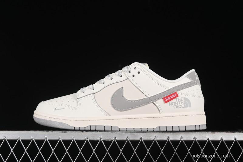 Nike SB Dunk Low Supreme The North Face Collaboration - Light Gray Reflective Swoosh Anniversary Custom Edition Low-Top Casual Skate Shoes - XX2025-628
