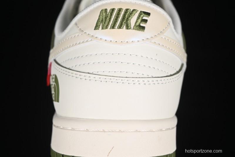 Nike SB Dunk Low Supreme The North Face Collaboration - Beige Green Reflective Swoosh Anniversary Custom Edition Low-Top Casual Skate Shoes - XX2025-638