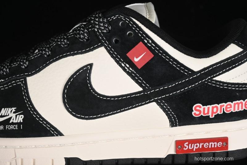 Nike SB Dunk Low SUP Collaboration - Black White Black Swoosh Anniversary Custom Low-Top Casual Skate Shoes - MM1089-020