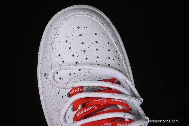 Supreme x Nike Air Force 1 '07 Low Casual Sneakers with Broken Swoosh and Anime-Inspired Spray Paint Design - CU9225-101