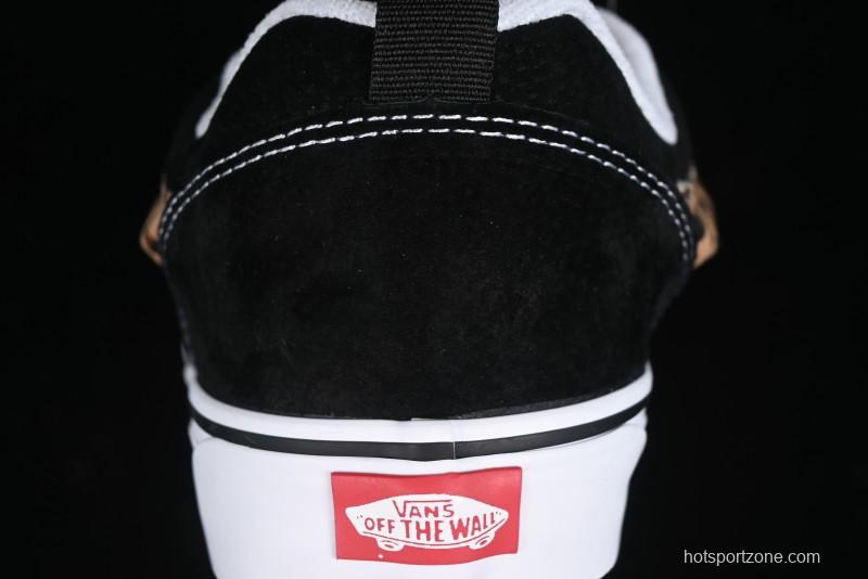 Vans Classics Knu Skool Sneakers with Leopard Print Logo in Black - VN000D2GBA2