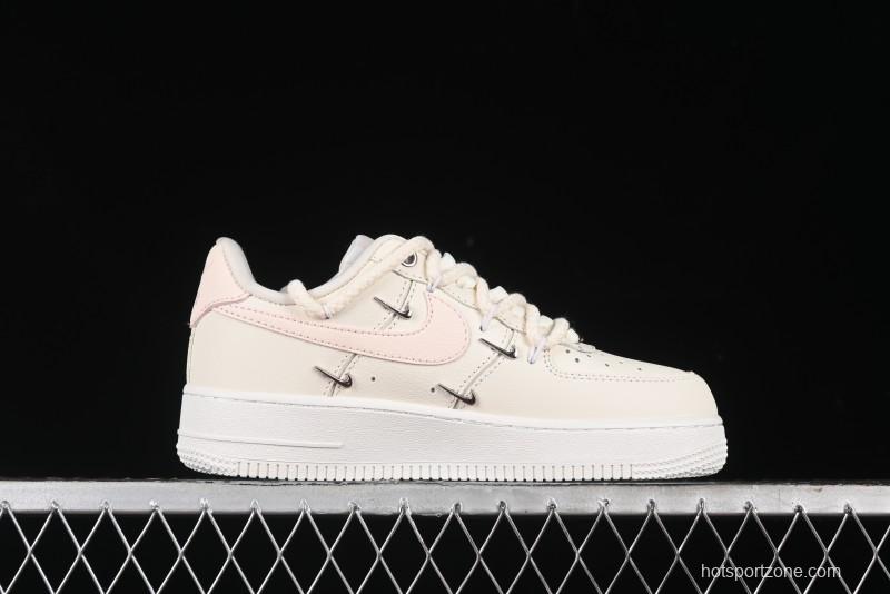 Nike Air Force 1 '07 Low Pink Deconstructed Swoosh Casual Sneakers - FC8110-181