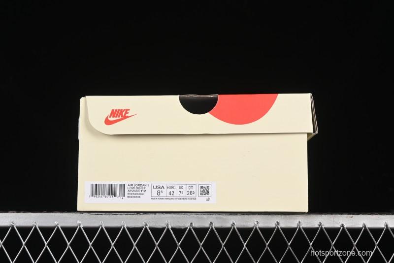 Nike Travis Scott x Fragment Design x Air Jordan 1 Low OG SP AJ1 Retro Sneakers with Dragon Scale Swoosh - XY2688-112