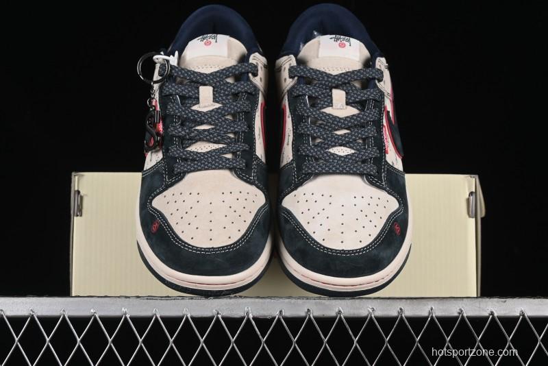 Nike SB Dunk Low Stussy Collaboration - Anniversary High-End Custom Low-Top Casual Skate Shoes - DQ1098-520
