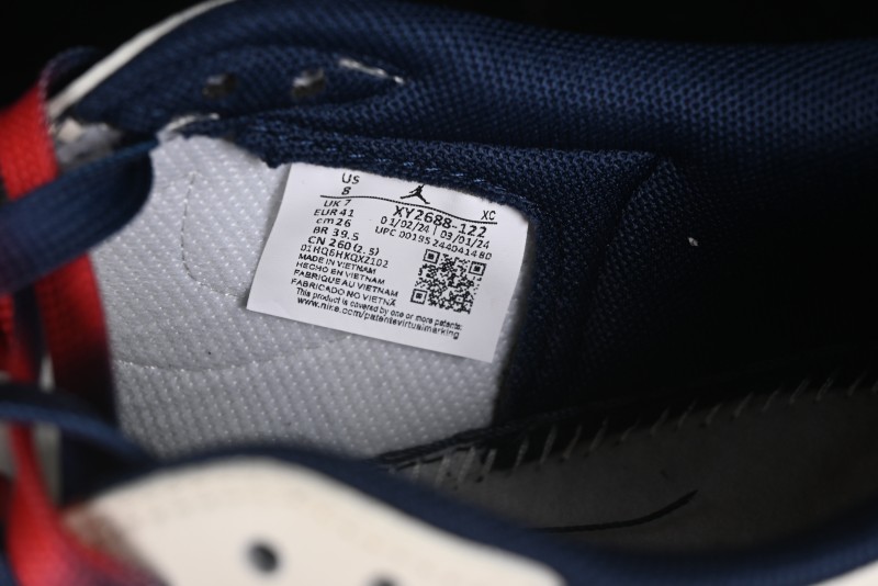 Nike Travis Scott x Fragment Design x Air Jordan 1 Low OG SP AJ1 Supreme Collaboration - Deep Blue Red Culture Casual Sneakers - XY2688-122