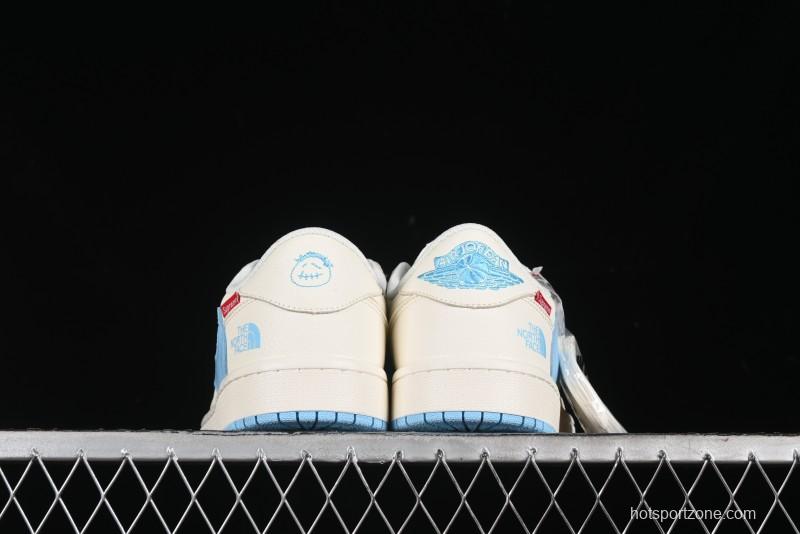 Nike Travis Scott x Fragment Design x Air Jordan 1 Low OG SP AJ1 Supreme North Face Collaboration - DIY1688-002