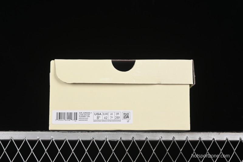 Nike Travis Scott x Fragment Design x Air Jordan 1 Low OG SP AJ1 Black Logo Drawstring Low-Top Casual Sneakers - SJ0086-135