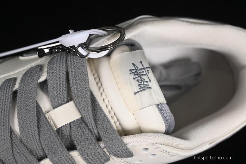 Nike SB Dunk Low Stussy Collaboration - Off White Dark Grey Swoosh Anniversary Custom Low-Top Casual Skate Shoes - DQ1098-382