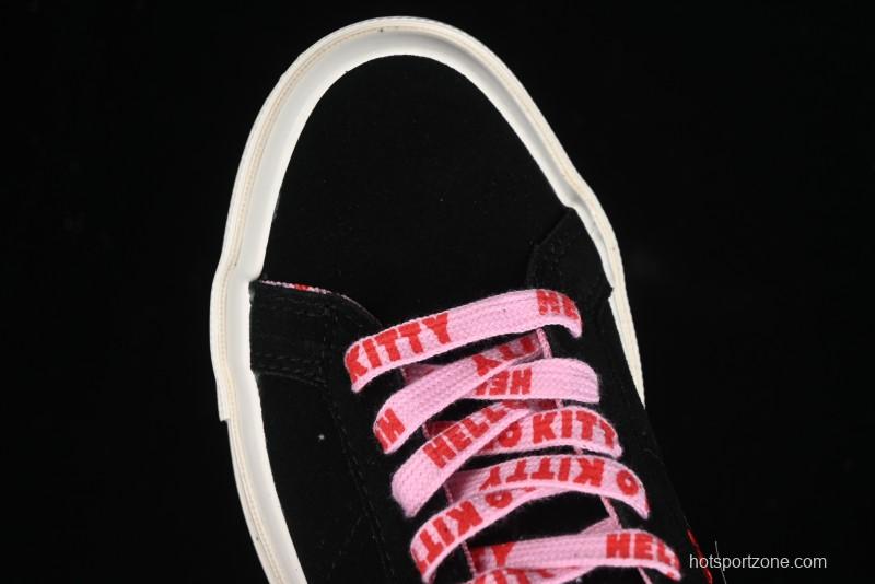 Converse One Star Hello Kitty Collaboration Low-Top Casual Sneakers with Embroidered Bow - 362940C