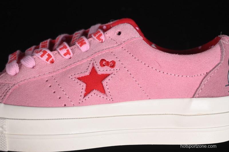 Converse One Star Hello Kitty Collaboration Low Top Casual Sneakers with Embroidered Bow - 362941C