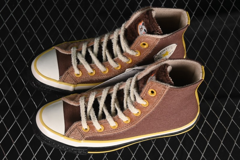Converse Zoo Happy Pets Series High-Top Fleece-Lined Casual Sneakers with Animal-Themed Design - A12767C