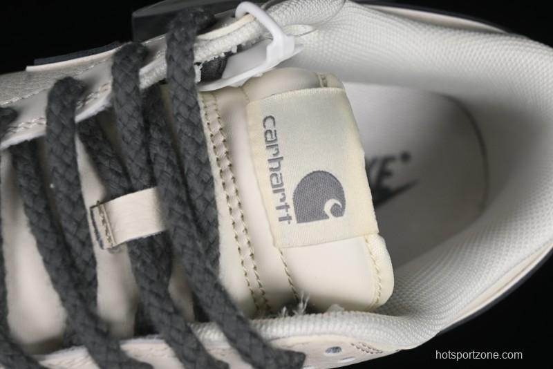 Nike SB Dunk Low Carhartt Collaboration - Off White Grey Swoosh Anniversary Custom Low-Top Casual Skate Shoes - SJ1089-006