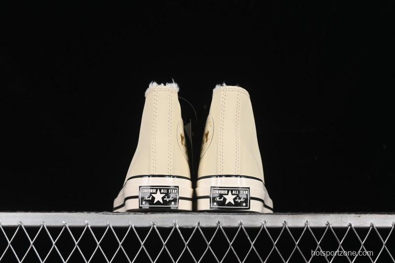 Converse Chuck 1970s Winter Waterproof Leather High-Top Sneakers with Gold Eyelets and Fleece Lining - A12443C