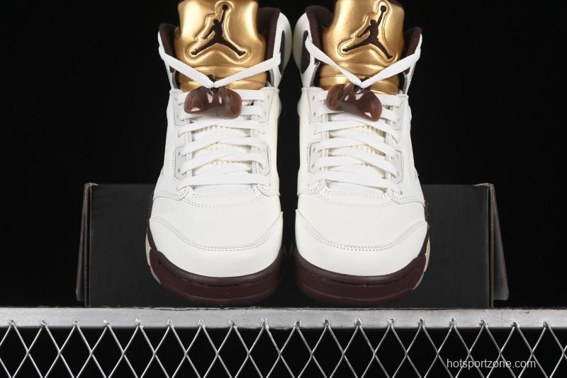 Nike Air Jordan 5 Retro Basketball Shoes in White/Tan - DD9336-200