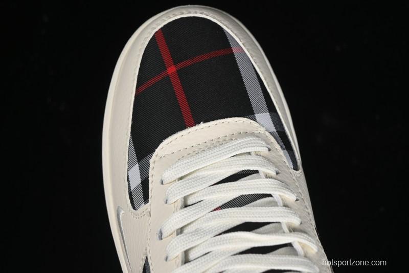 Nike Air Force 1 '07 Low Burberry Collaboration - White Black Check Low-Top Casual Sneakers - DF0180-005