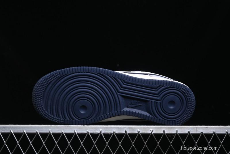 Nike Air Force 1 '07 Low Stussy Collaboration - Grey White with Blue Outsole Low-Top Casual Sneakers - SJ6698-006