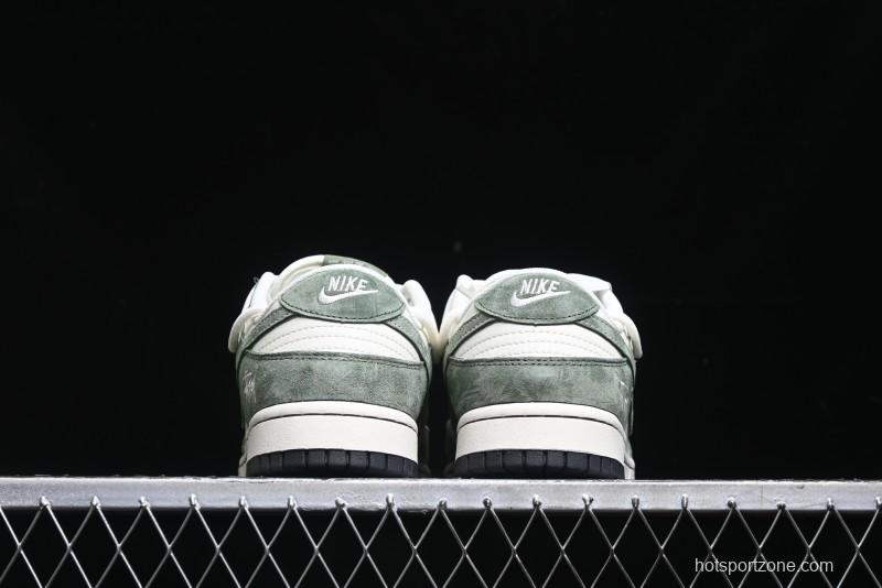Nike SB Dunk Low Stussy Collaboration - Patina Green Lace-Up Anniversary Custom Low-Top Casual Skate Shoes - XS1186-105