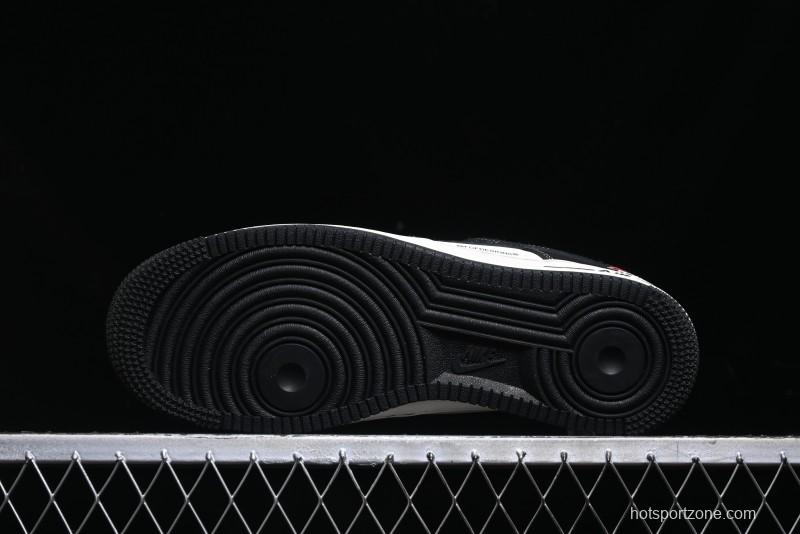 Nike Air Force 1 '07 Low Stussy Collaboration - Black White Double Swoosh Red Tag Low-Top Casual Sneakers - SJ6698-012