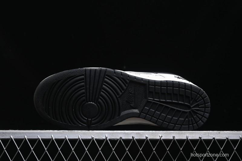 Nike SB Dunk Low Stussy Collaboration - Beige Black Swoosh Silver Edge Anniversary High-End Custom Low-Top Casual Sneakers - XX3168-306