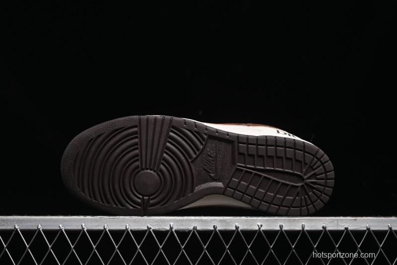 Nike SB Dunk Low Dior Collection - Beige Brown Swoosh Anniversary Custom Low-Top Casual Skate Shoes - XD6188-046