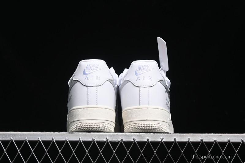 Nike Air Force 1 '07 Low Silver Hook Off-White Style Casual Sneakers - ZH0316-049