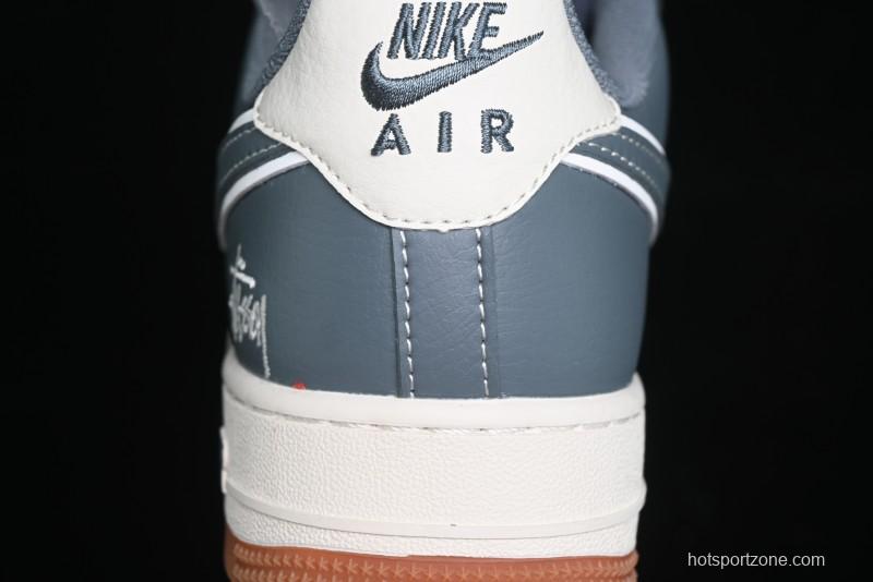 Nike Air Force 1 '07 Low Stussy Collaboration - Grey White Gum Sole Low-Top Casual Sneakers - XZ9688-101