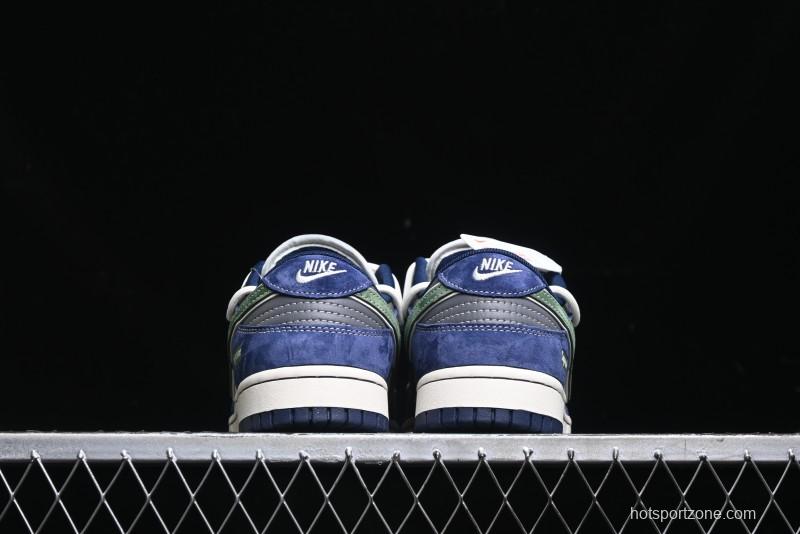 Nike SB Dunk Low Supreme Collaboration - Double Force Blue Lace-Up Anniversary High-End Custom Low-Top Casual Skate Shoes - XS1186-101