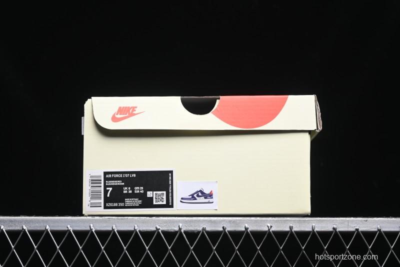 Nike Air Force 1 '07 Low Stussy Collaboration - Navy Red Print Casual Sneakers - XZ6188-350