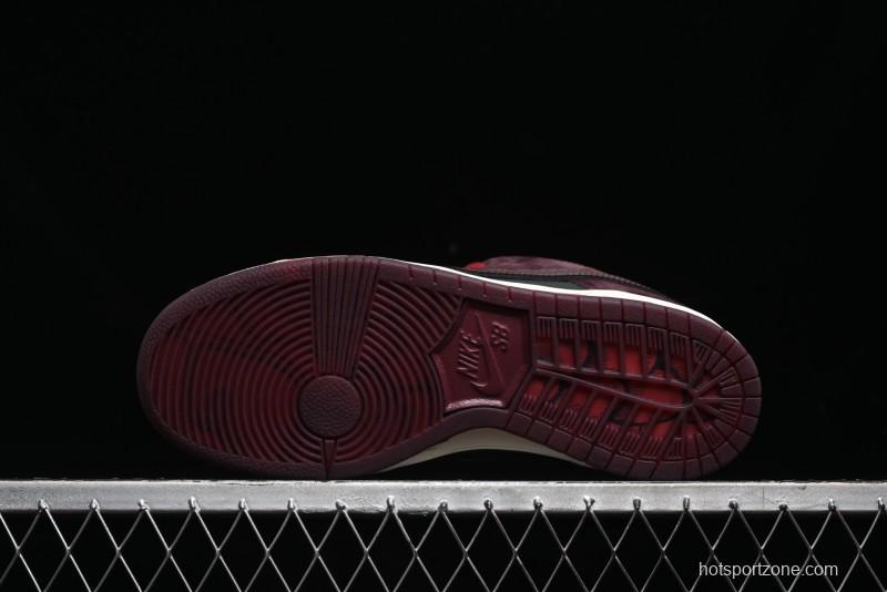 Nike SB Dunk Low Bordeaux Red Skate Shoes Collaboration with Riot Skateshop - FZ1289-200