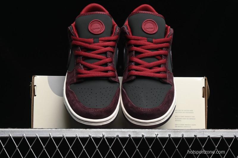 Nike SB Dunk Low Bordeaux Red Skate Shoes Collaboration with Riot Skateshop - FZ1289-200
