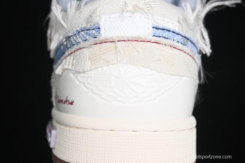 Nike Air Jordan 1 Low AJ1 Panda Prank Qixi Themed Retro Basketball Shoes with Special Graffiti Design - FZ5046-041