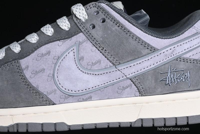 Nike SB Dunk Low Stussy Collaboration - Granite Grey Anniversary Custom Low-Top Casual Skate Shoes - XS1086-008