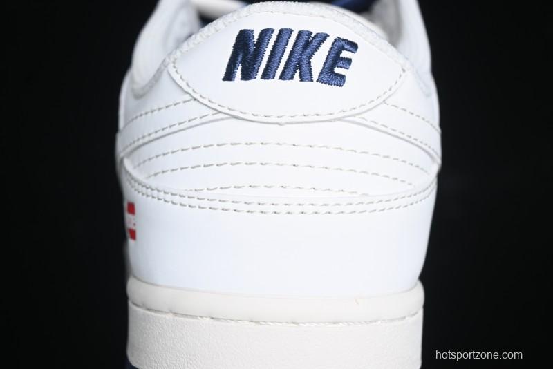 Nike SB Dunk Low Supreme Collaboration - White Blue Color Blocking with Mini Swoosh Anniversary Custom Edition Low-Top Casual Skate Shoes - BB8675-110