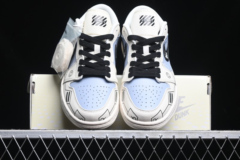Nike Air Jordan 1 Low AJ1 OF Collaboration - Customized Retro Basketball Shoes with 3D Buttons - DM9188-001