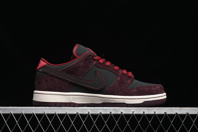 Nike SB Dunk Low Bordeaux Red Skate Shoes Collaboration with Riot Skateshop - FZ1289-200